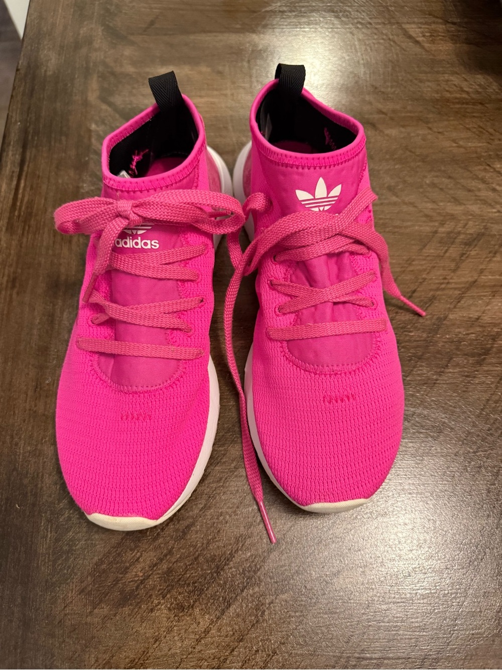 adidas Women’s Hot Pink Knit Lace-Up Sneakers